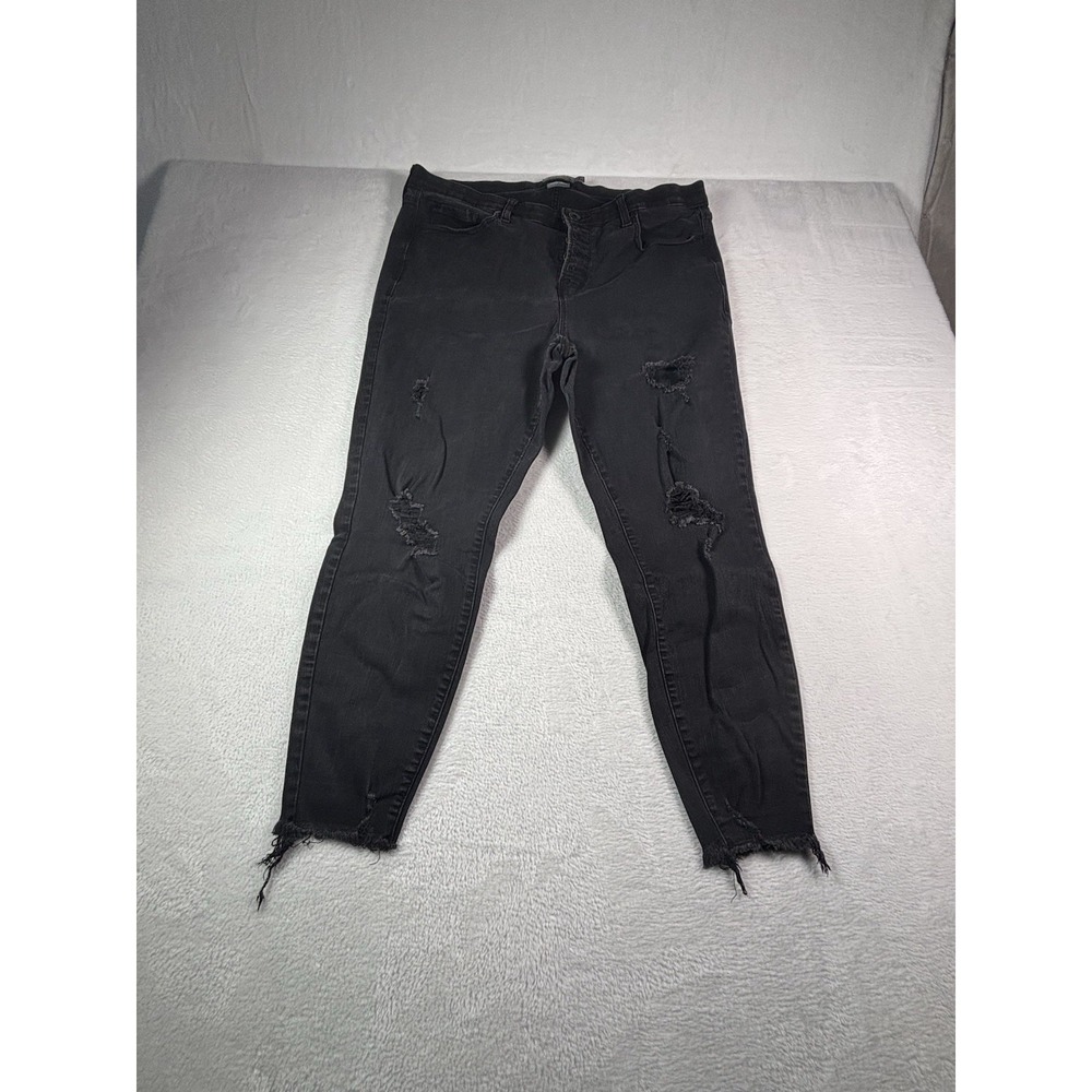 Torrid Sky Skinny Jeans Womens 20R Black Distressed Button Fly Stretch Denim